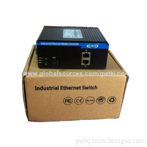 Gigabit industrial Ethernet media converter, IP40 protection, compliant w/ EMC industrial standard